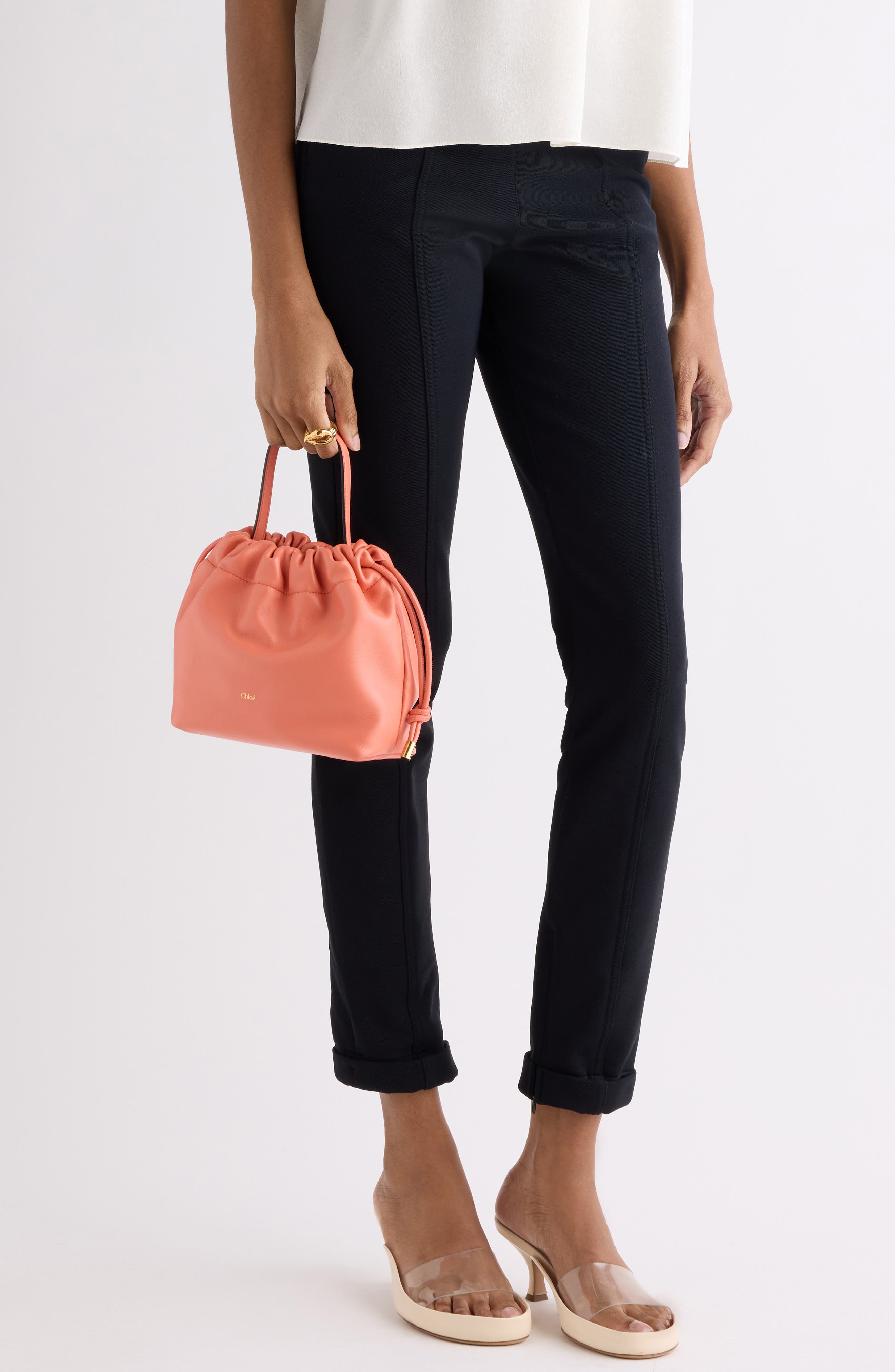 Chloé Mini Icons Leather Shoulder Bag, Alternate, color, Camellia Coral