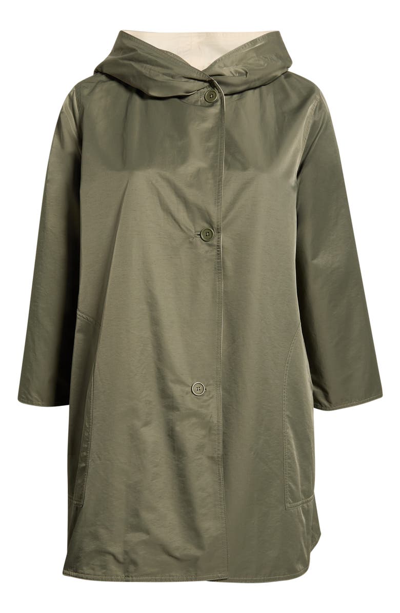 Eileen Fisher Hooded Reversible Coat, Main, color, Bay Leaf