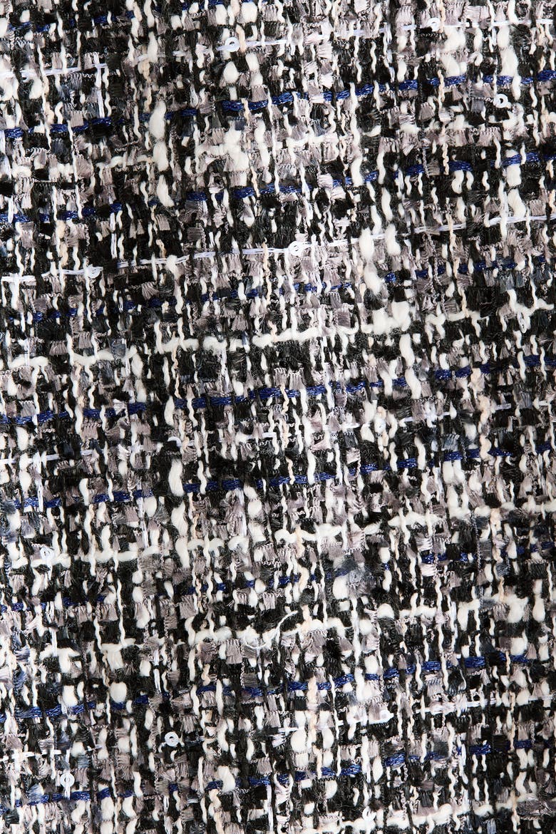 Fringed Bouclé-Weave Dress, Alternate, color, Black/white melange