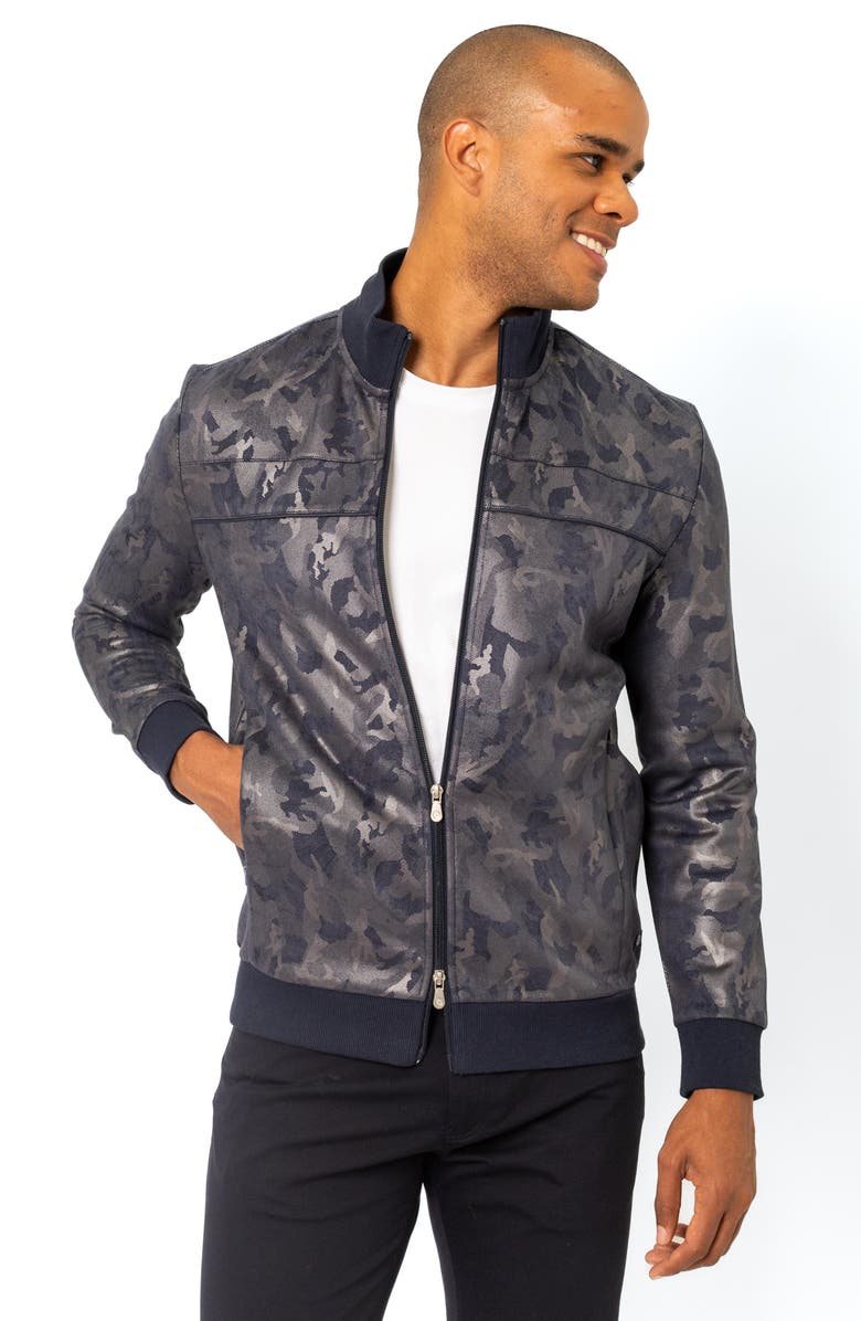 PINO BY PINOPORTE Roberto Metallic Camo Track Jacket, Alternate, color, Navy