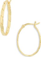 Argento Vivo Sterling Silver Textured Oval Hoop Earrings