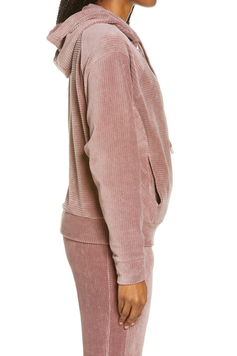 Plush Corduroy Hoodie, Alternate, color, PURPLE TAUPE