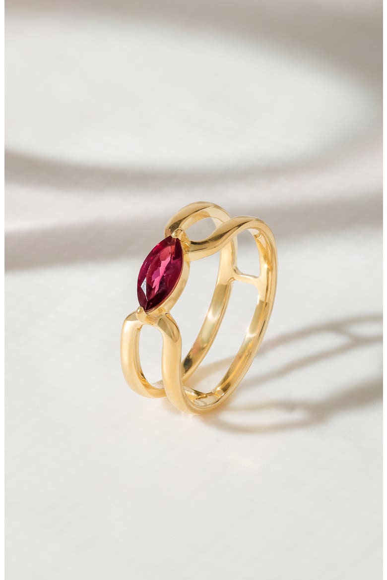 Marquise Crossover Ring, Alternate, color, GOLD GARNET RED