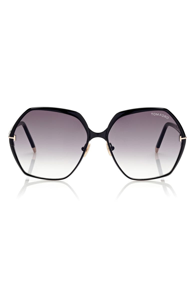 TOM FORD 60mm Polarized Round Sunglasses, Main, color, 