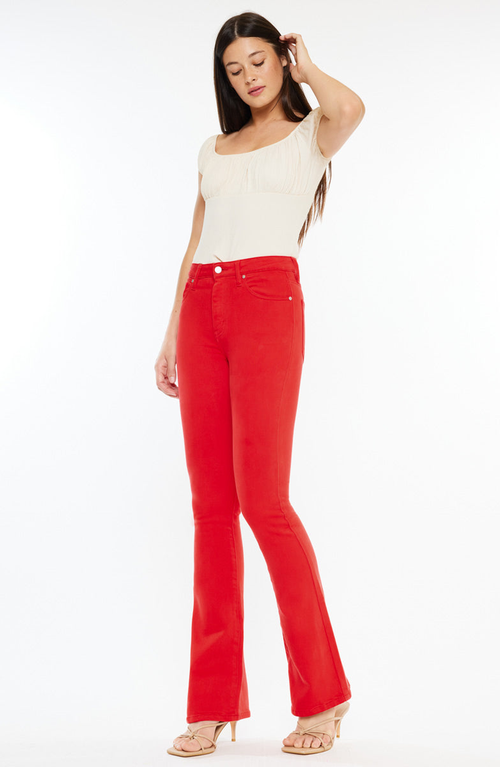 Kancan Ami High Rise Bootcut Jeans In Red