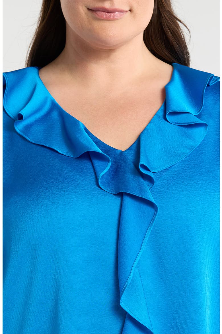 Ruffle Satin Top, Alternate, color, BLUE JEWEL