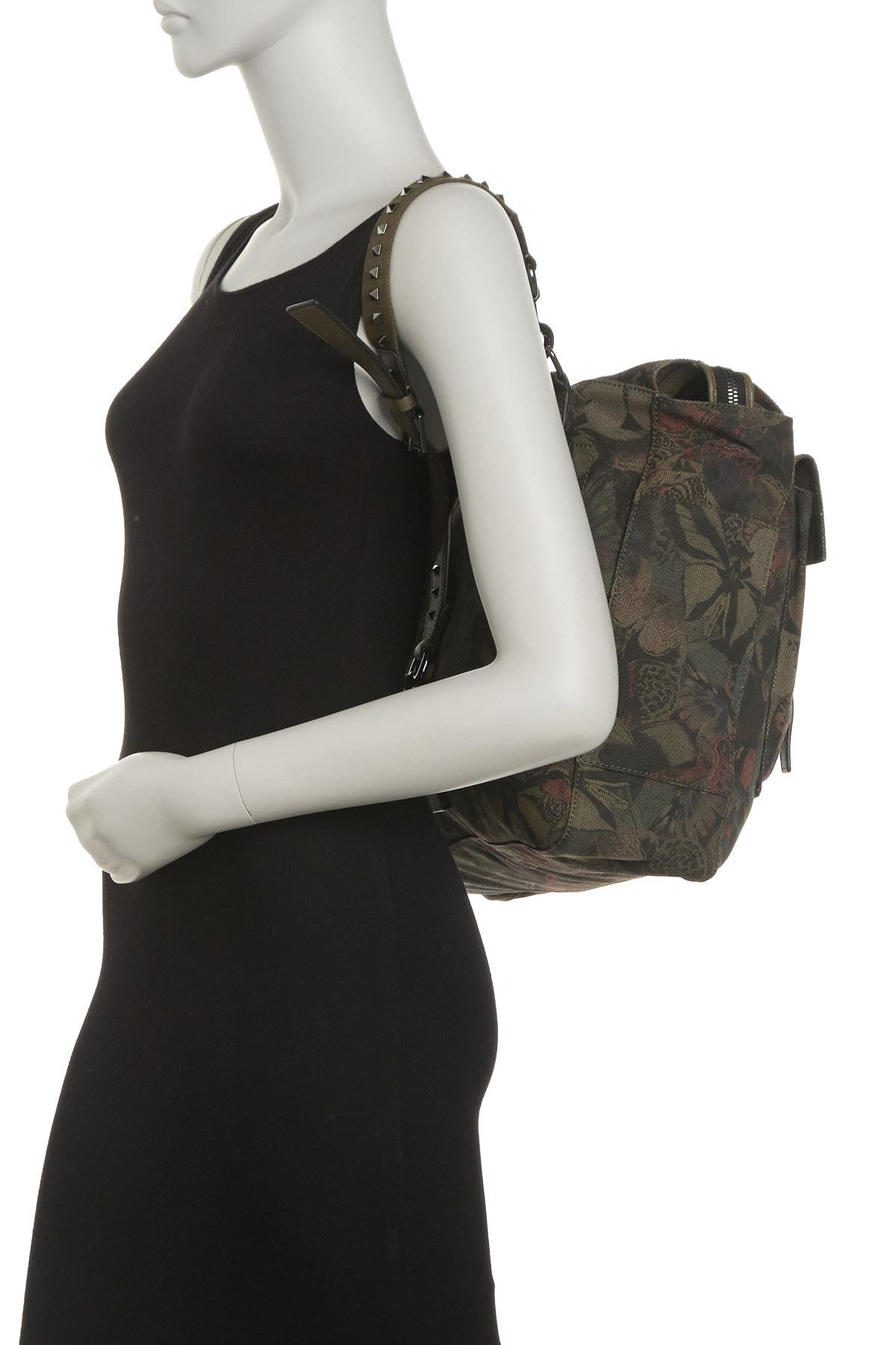 Valentino Leather Trimmed Messenger Backpack, Alternate, color, 