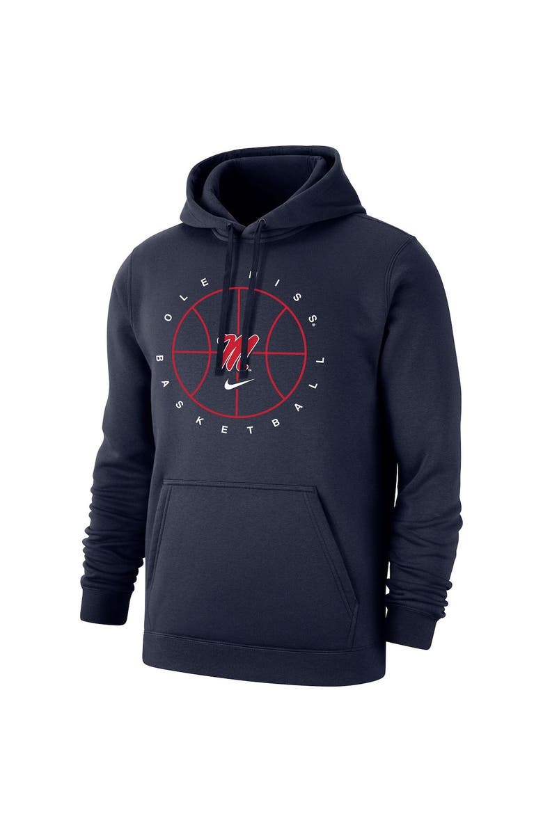 Nike Men's Nike Navy Ole Miss Rebels Basketball Icon Club Fleece Pullover Hoodie, Alternate, color, 