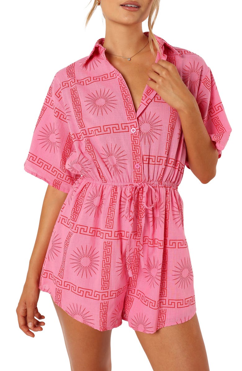 Petal & Pup Ilios Print Cotton Romper, Main, color, 