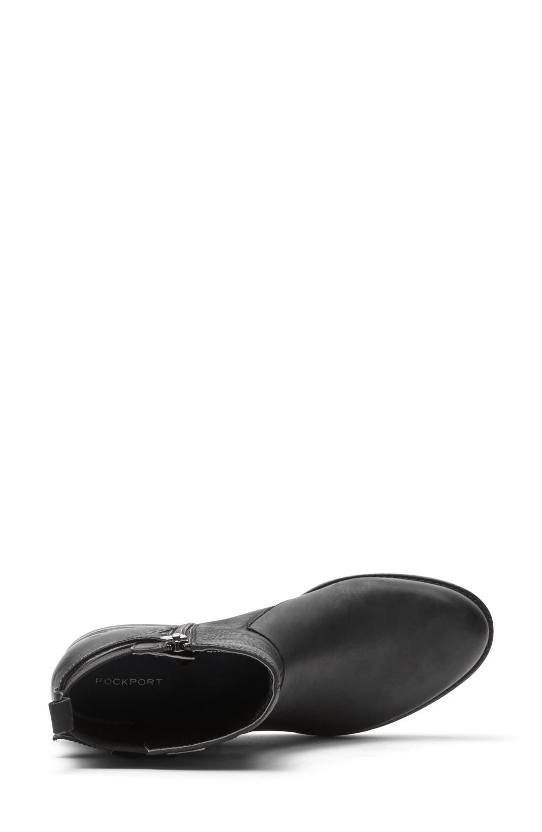 'First Street' Waterproof Moto Bootie, Alternate, color, BLACK LEATHER
