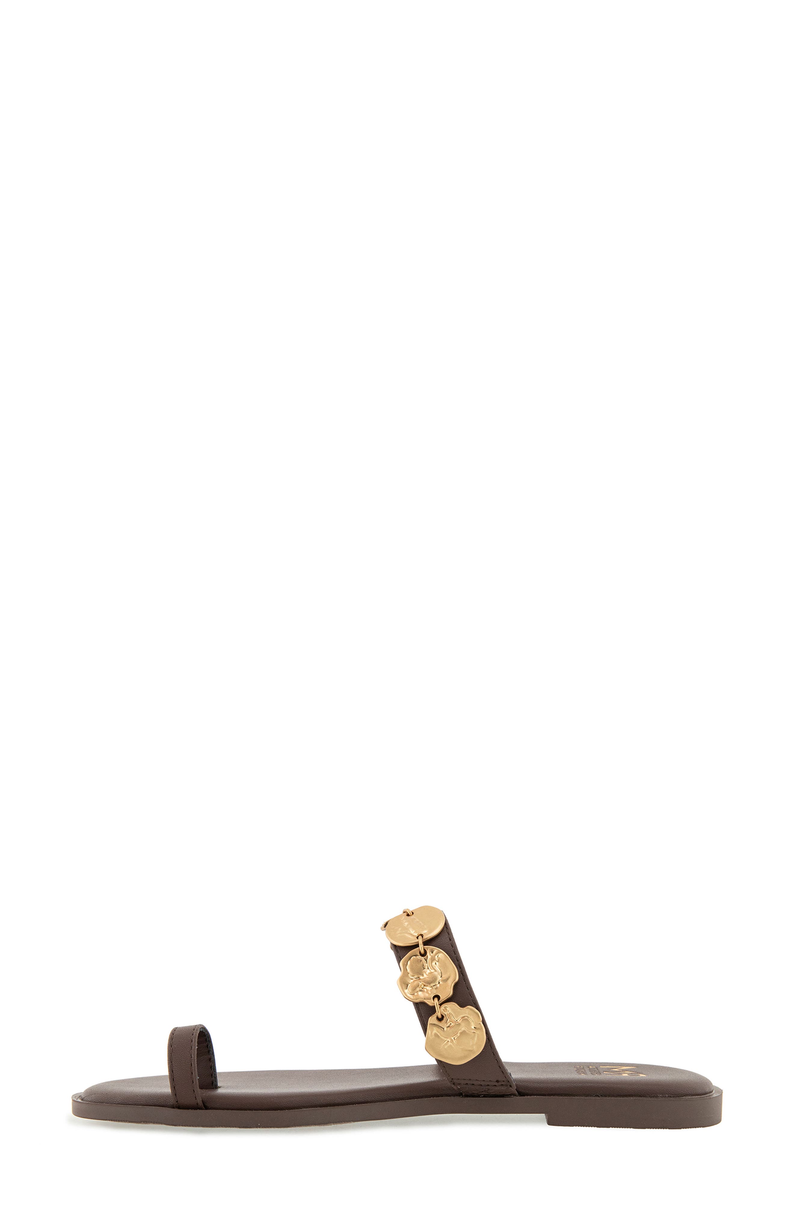Claire Coin Toe Loop Sandal, Alternate, color, DARK BROWN