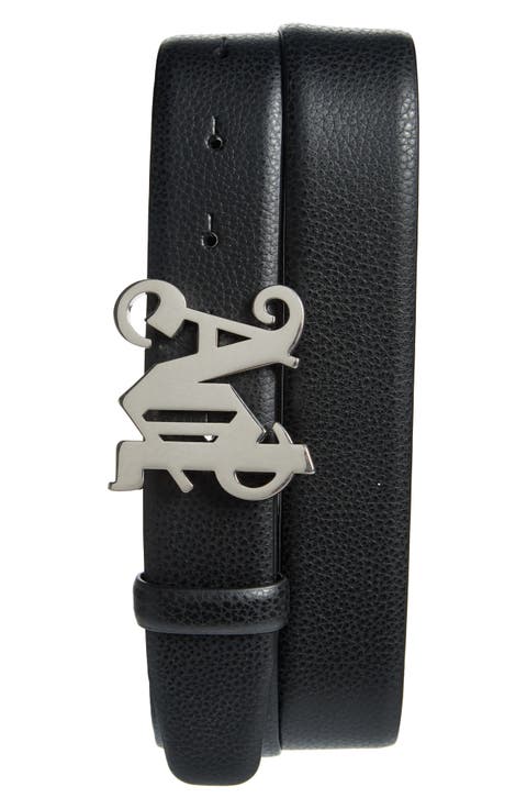 Monogram Buckle Leather Belt