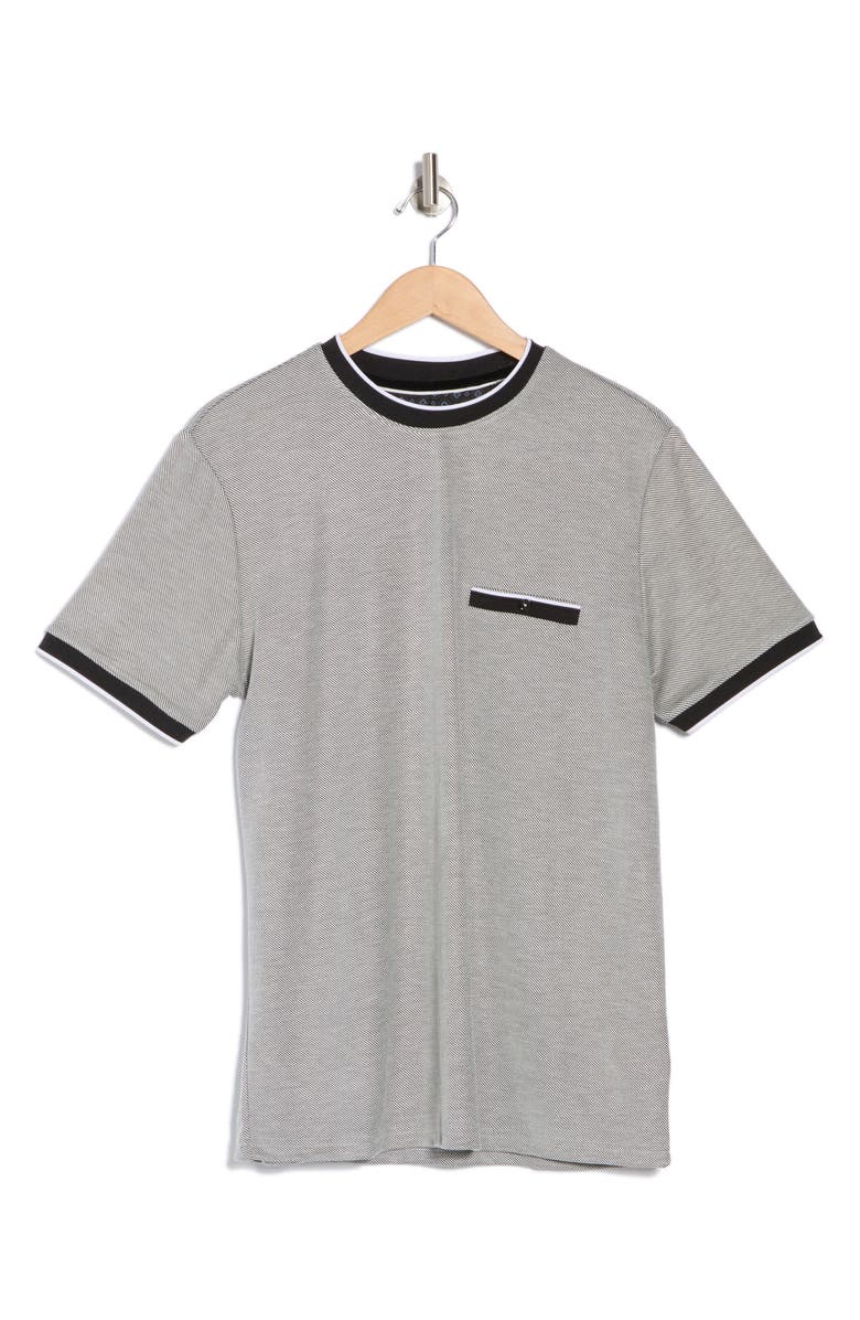 DENIM AND FLOWER Stripe Tipped Pocket T-Shirt, Alternate, color, Black