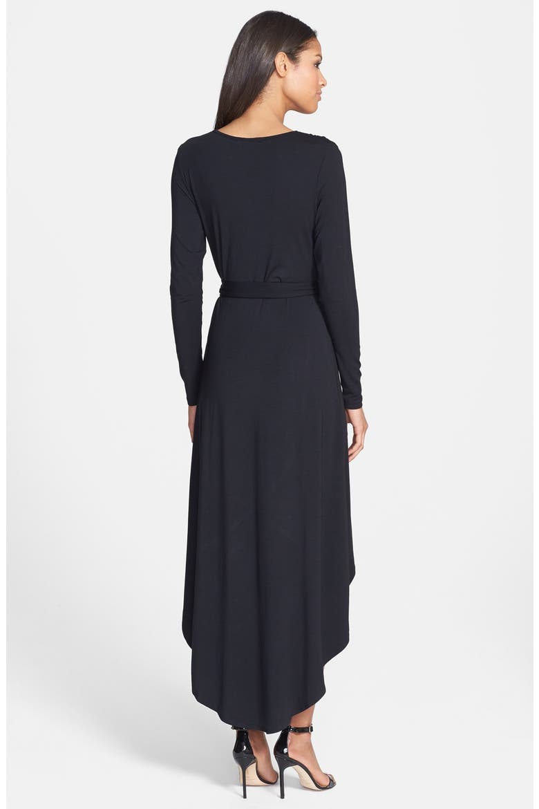 'Autumn' High/Low Jersey Wrap Dress, Alternate, color, BLACK
