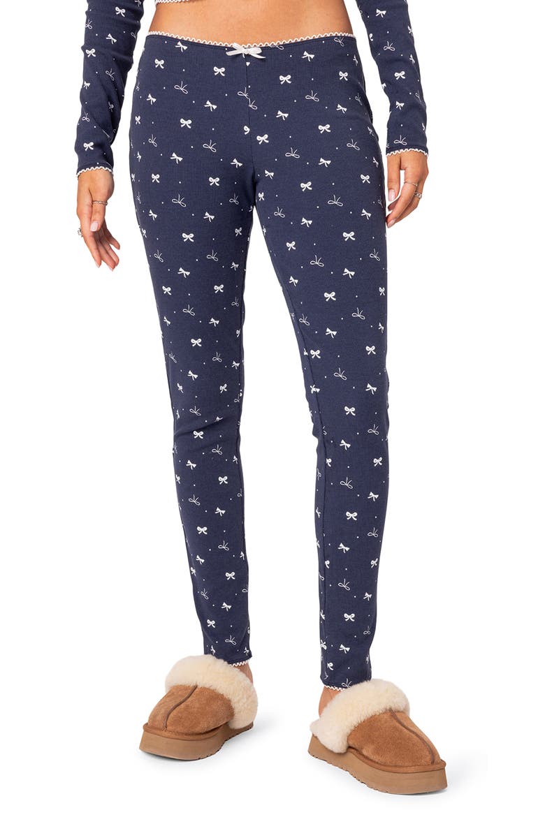 Bradley Bow Print Low Rise Pajama Pants, Main, color, NAVY