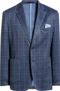 Johnston & Murphy XC Flex® Navy Windowpane Plaid Cotton Blend Knit Sport Coat
