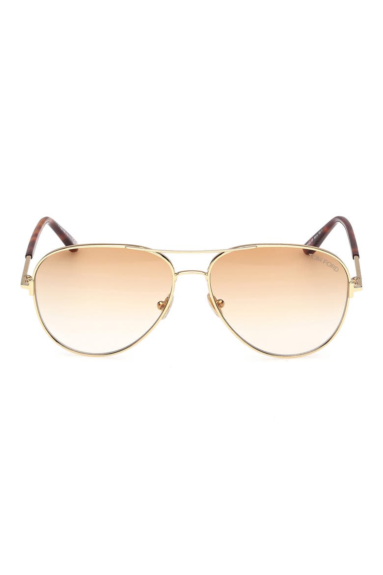Clark 59mm Gradient Pilot Sunglasses, Main, color, SHINY GOLD / GRADIENT AMBER