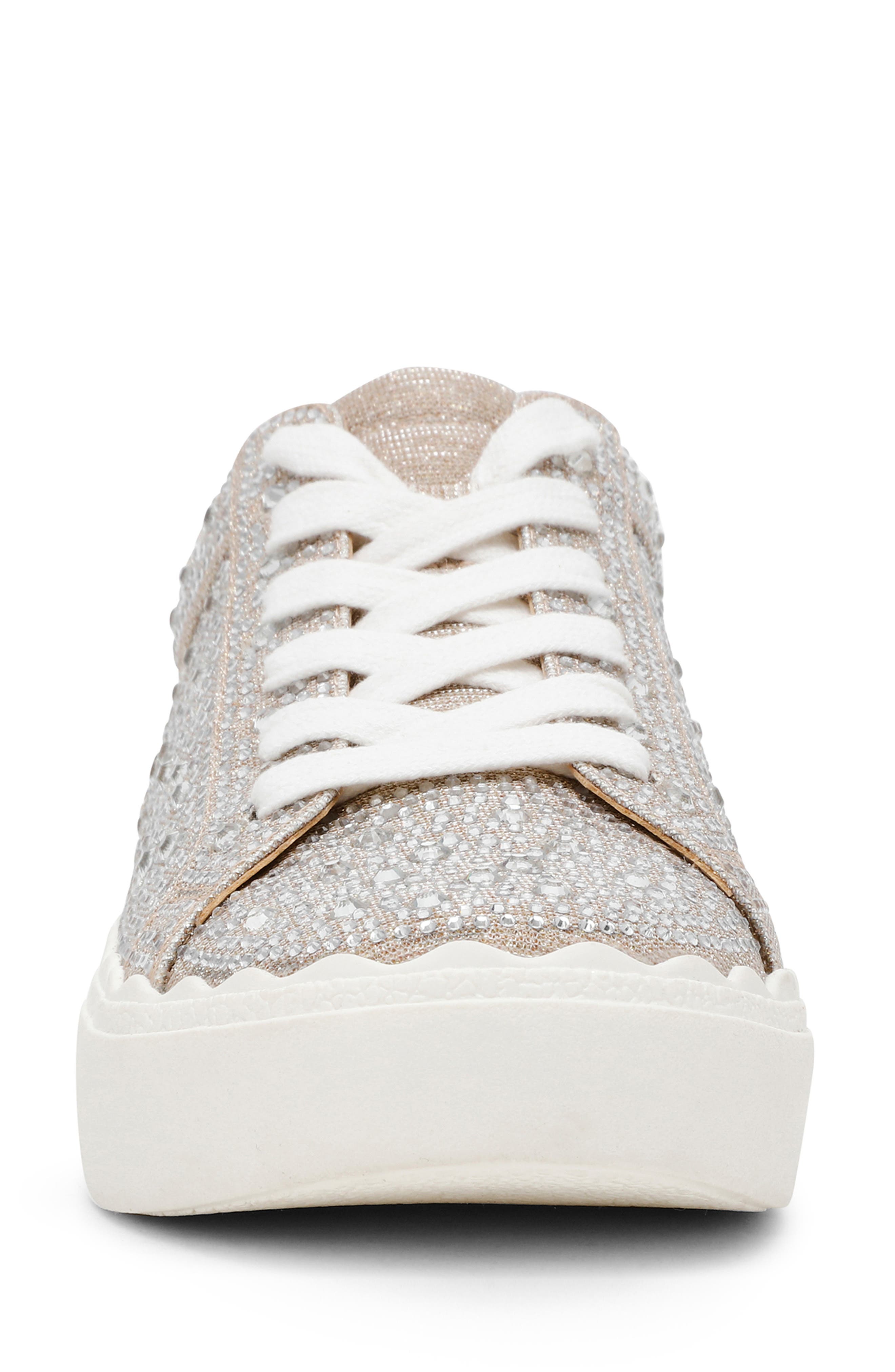 Anne Klein Carrie Crystal Encrusted Knit Sneaker, Alternate, color, 