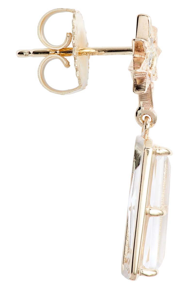 Anzie Starburst White Topaz Drop Earrings, Alternate, color, Yellow Gold/ White
