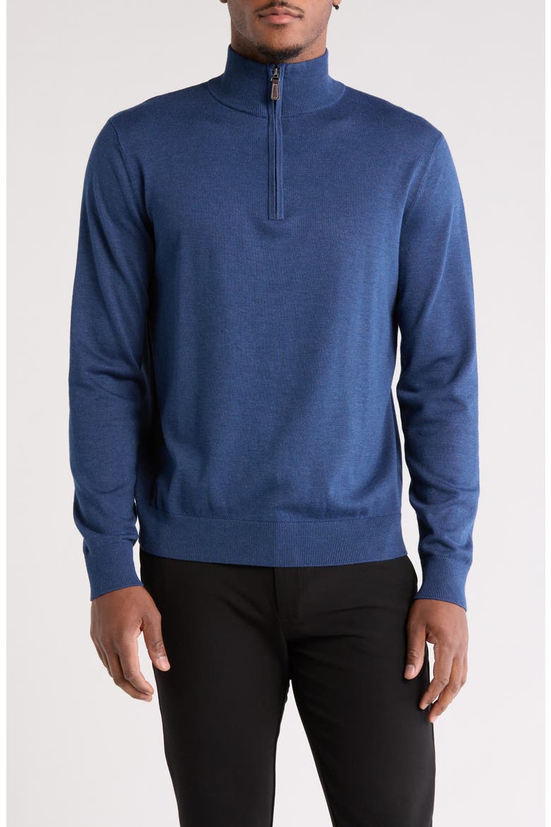 Solid Quarter Zip Pullover, Main, color, DENIM BLUE