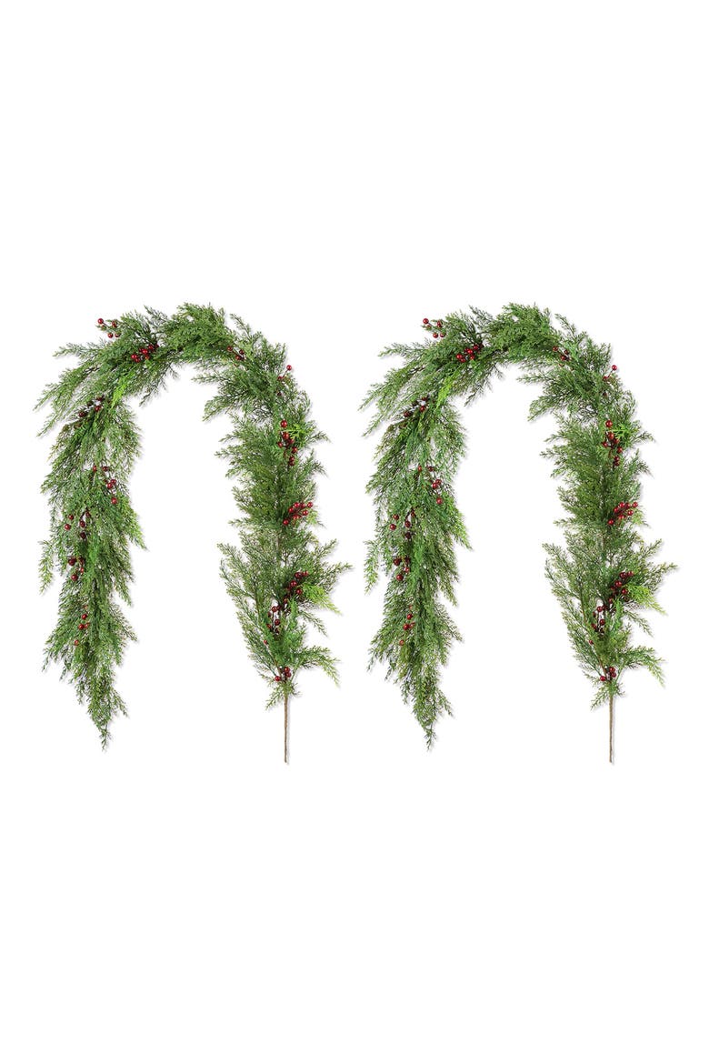Set of 2 Artificial Christmas Dripping Cedar Garland, Main, color, Green
