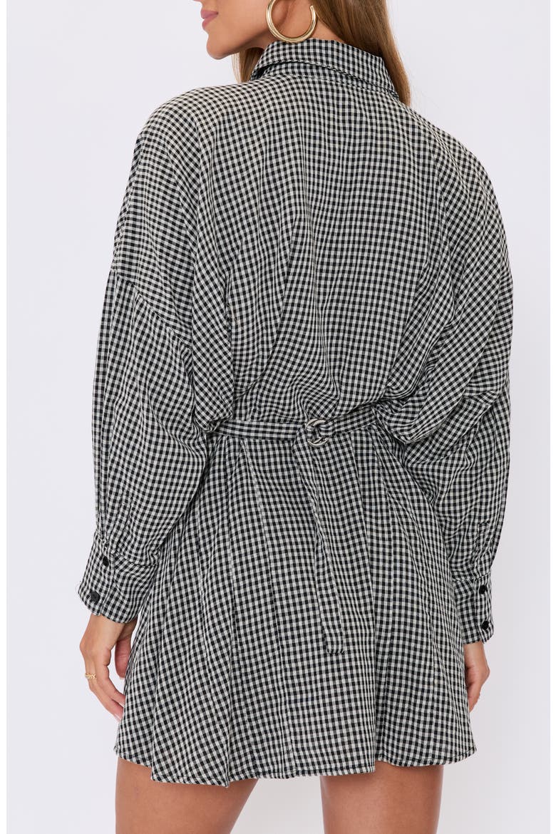Lara Check Long Sleeve Mini Shirtdress, Alternate, color, BLACK CHECK