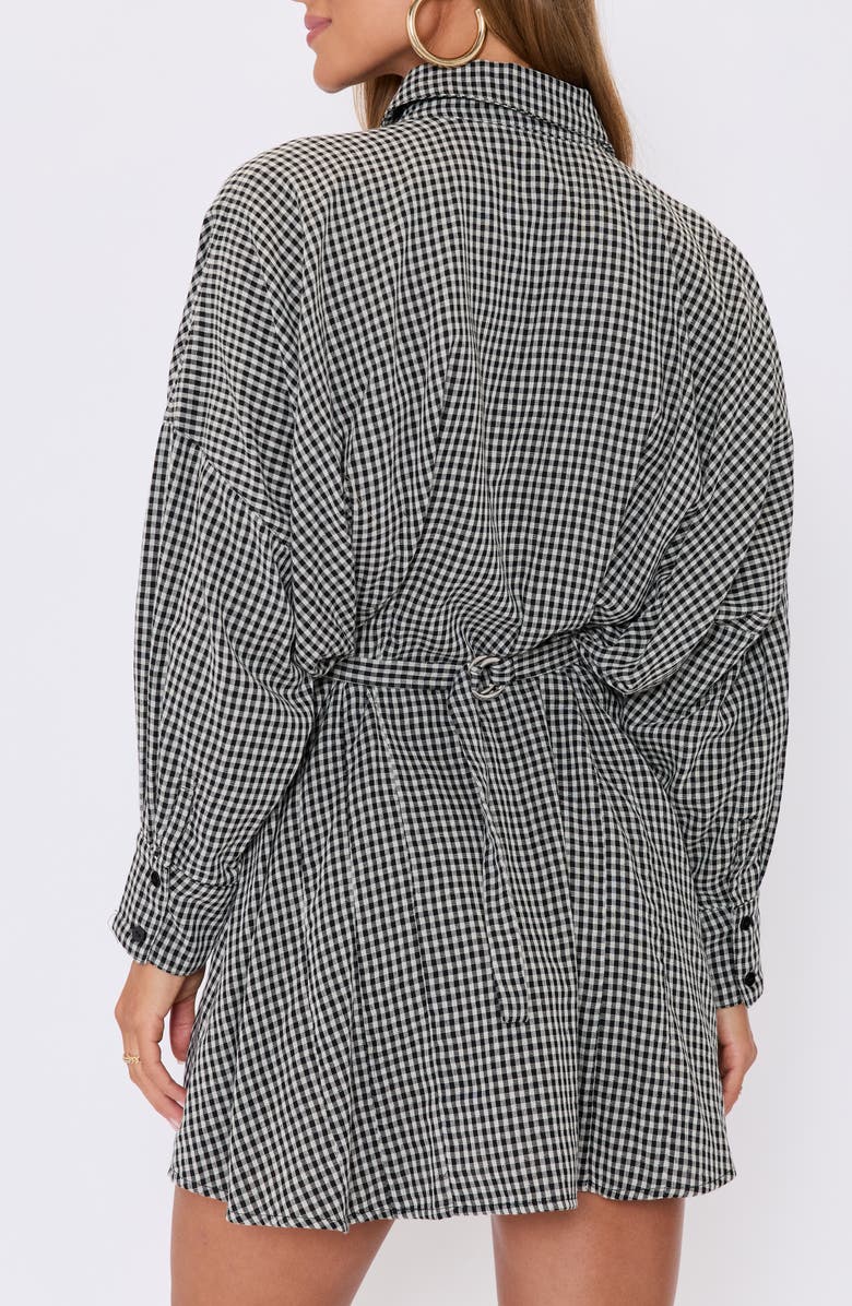 VICI Collection Lara Check Long Sleeve Mini Shirtdress, Alternate, color, Black Check