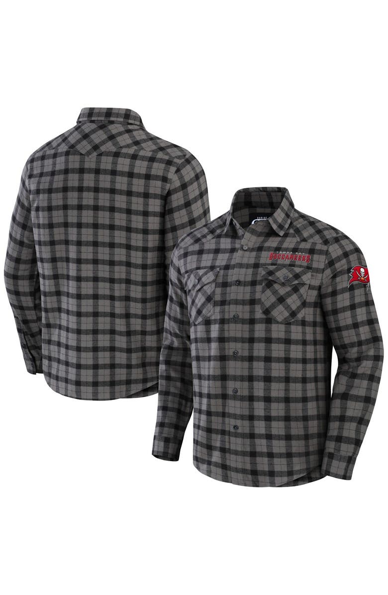 NFL X DARIUS RUCKER Men's NFL x Darius Rucker Collection by Fanatics Gray Tampa Bay Buccaneers Flannel Long Sleeve Button-Up Shirt, Alternate, color, 