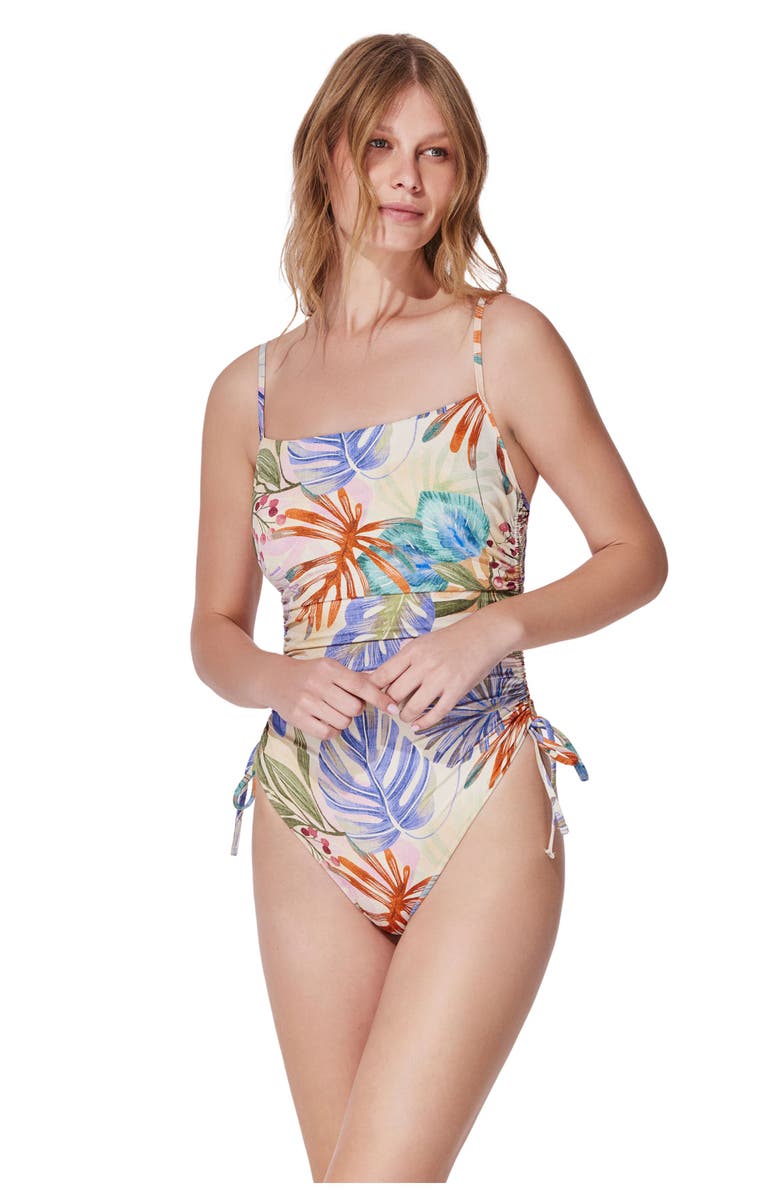 Gottex Cherry Blossom C-Cup Square Neck One Piece, Alternate, color, Blossom-Multi