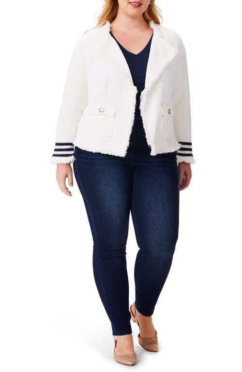 Nic + Zoe Fringe Trim Stripe Jacket In Multi