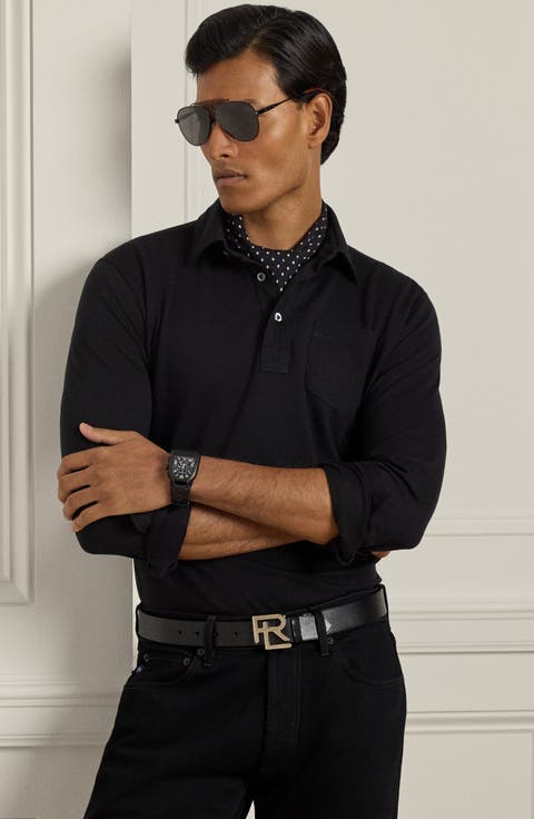 Long Sleeve Cotton & Cashmere Polo