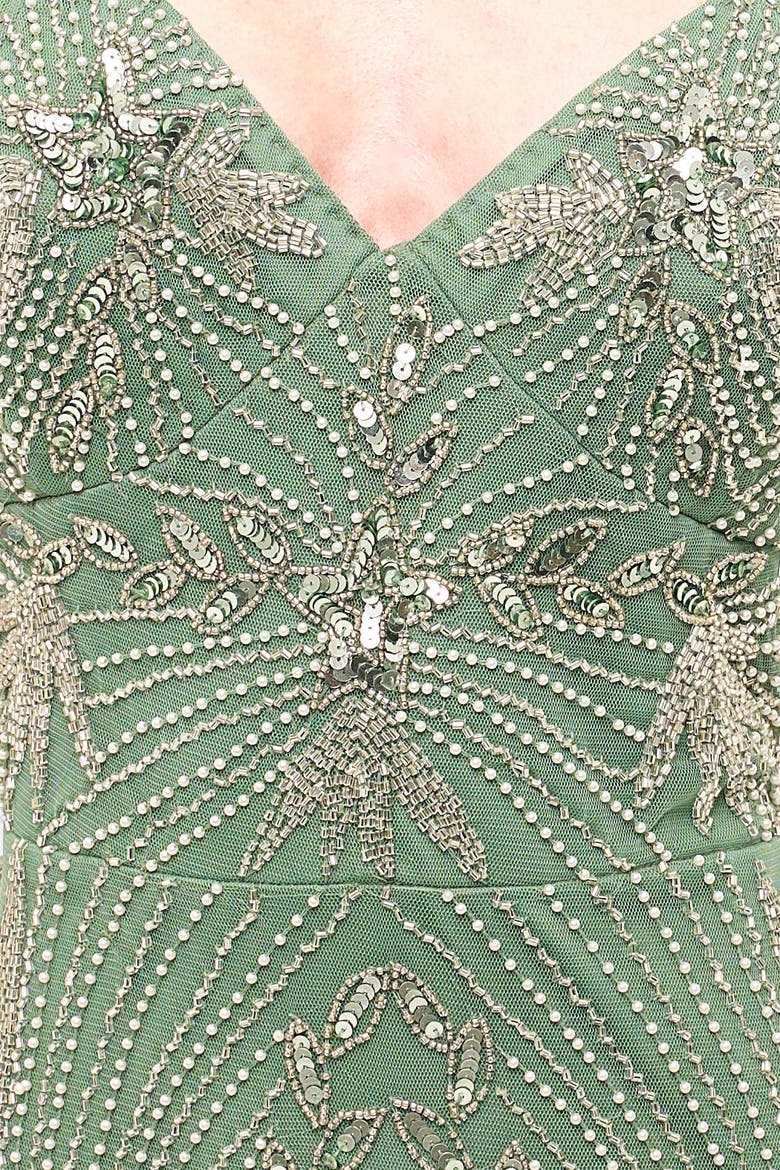 Embellished Sequins Fitted Gown, Alternate, color, GREEN