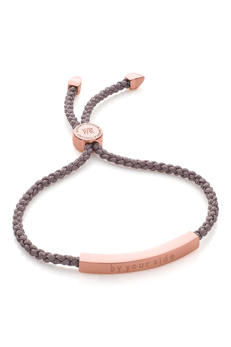 Engravable Linear Friendship Bracelet, Main, color, ROSE GOLD/ MINK