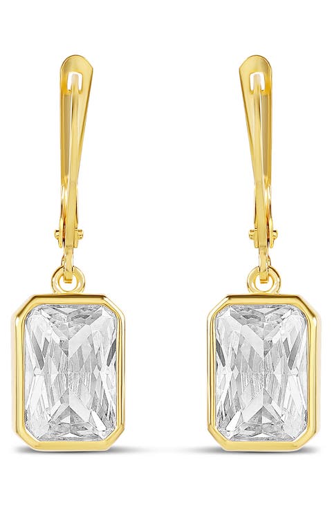 Victorian Style Emerald Cut Drop Earrings