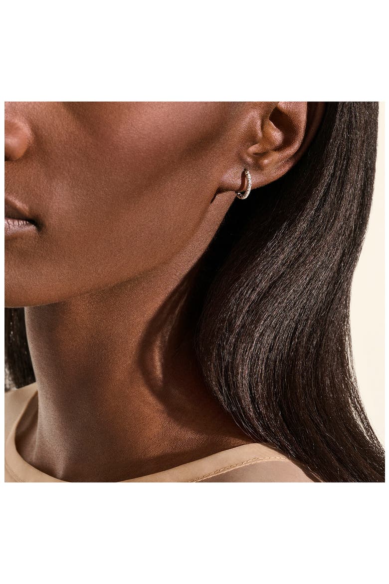 JH Essentials Pavé Hoop Earrings, Sterling Silver, Diamonds, 13mm, Alternate, color, SILVER/ DIAMONDS