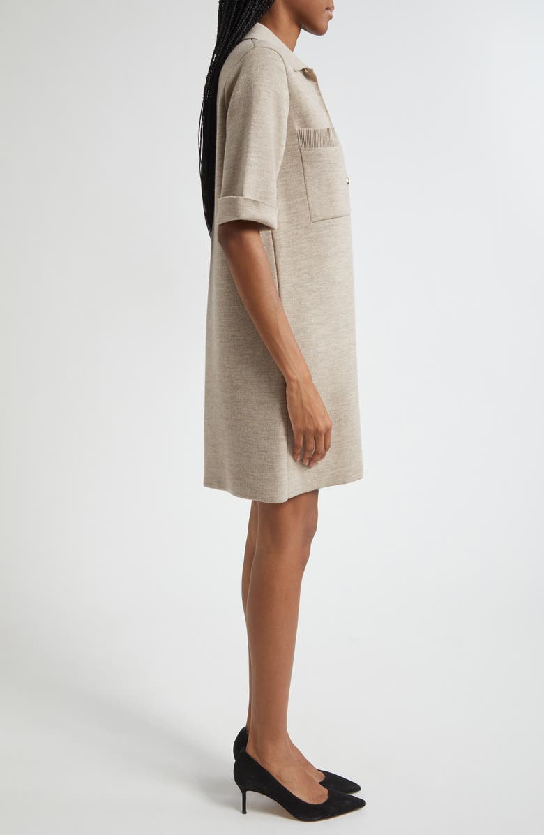 Veronica Beard Madden Merino Wool Half Placket Sweater Dress, Alternate, color, Oatmeal Melange