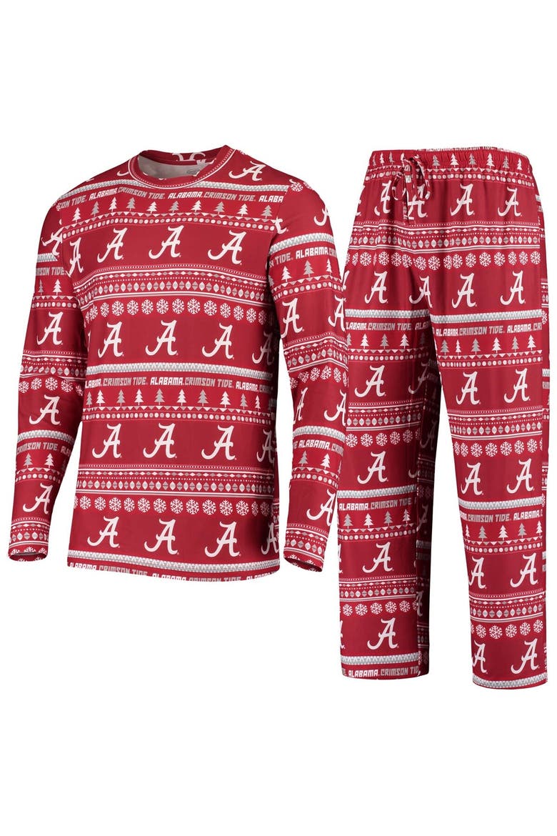 Men's Concepts Sport Crimson Alabama Crimson Tide Ugly Sweater Knit Long Sleeve Top and Pant Set, Alternate, color, Crimson