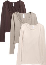90 DEGREE BY REFLEX Assorted 3-Pack Leighton Rib Seamless T-Shirts