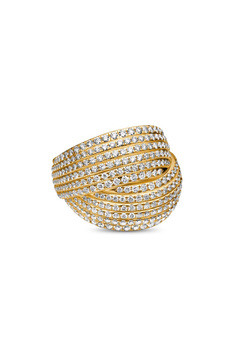 David Yurman Origami Crossover Ring in 18K Yellow Gold with Diamonds, Main, color, 