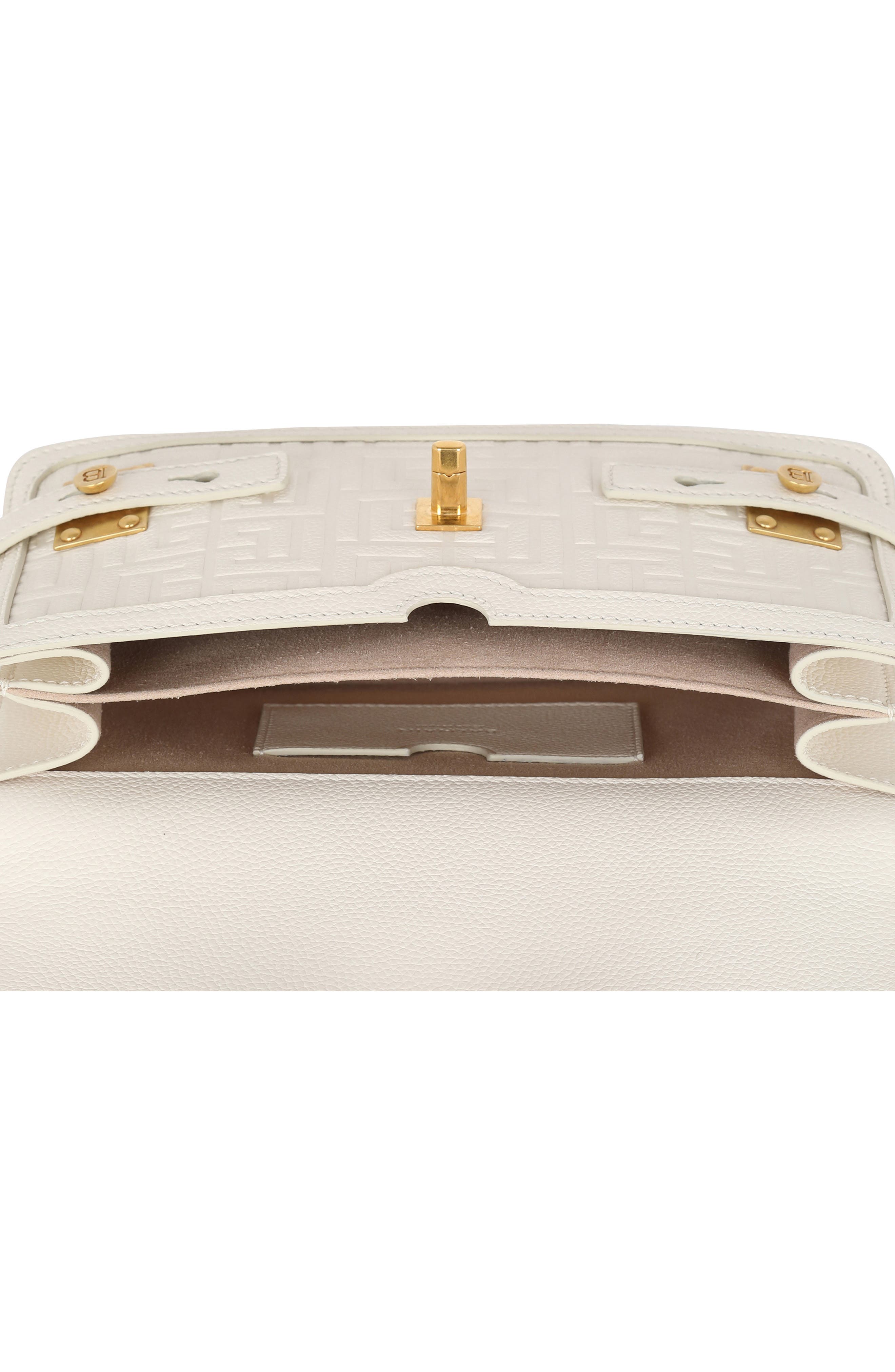 Balmain B-Buzz 24 Monogram Embossed Leather Top Handle Bag, Alternate, color, 