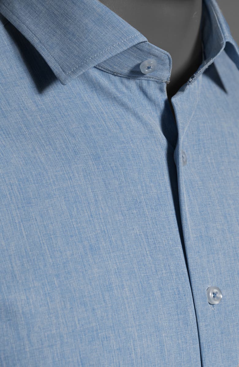 SOUL OF LONDON Microfiber Stretch Short Sleeve Button-Down Shirt, Alternate, color, Light Blue