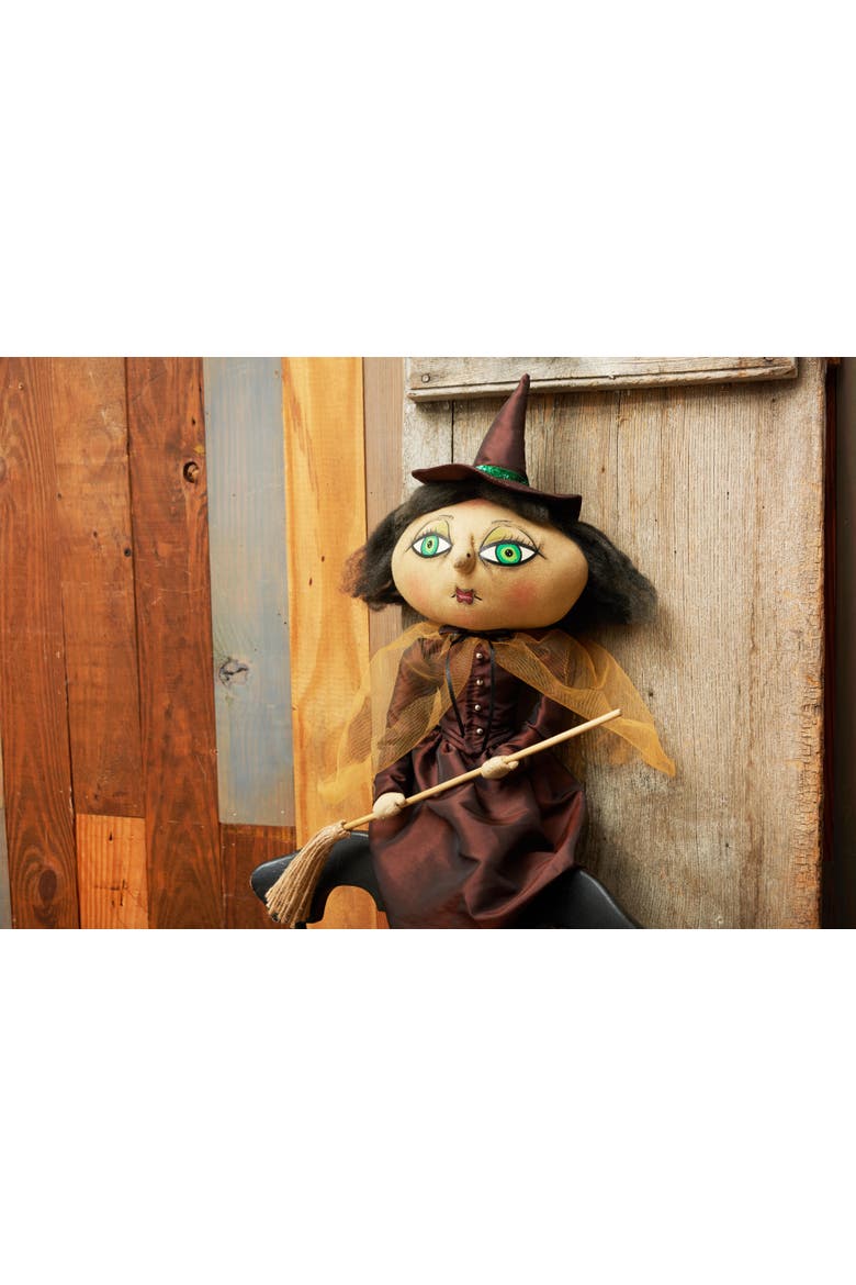 Matilda Witch Halloween Joe Spencer Gathered Traditions Figurine, Alternate, color, Brown