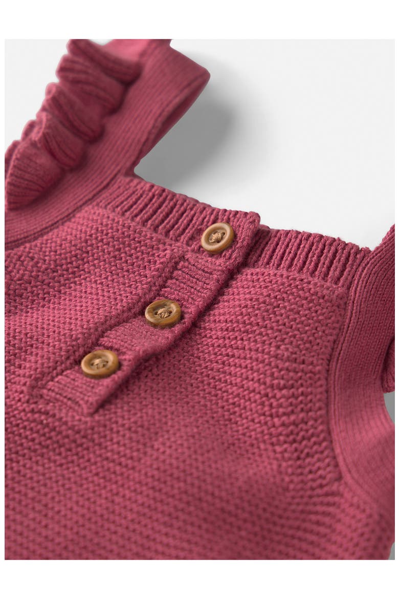 Kids' Ruffled Strap Garter Stitch Organic Cotton Jumpsuit, Alternate, color, MAROON