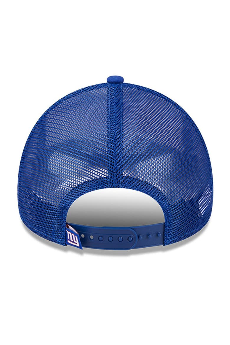 Men's New Era White/Royal New York Giants Stacked A-Frame Trucker 9FORTY Adjustable Hat, Alternate, color, White