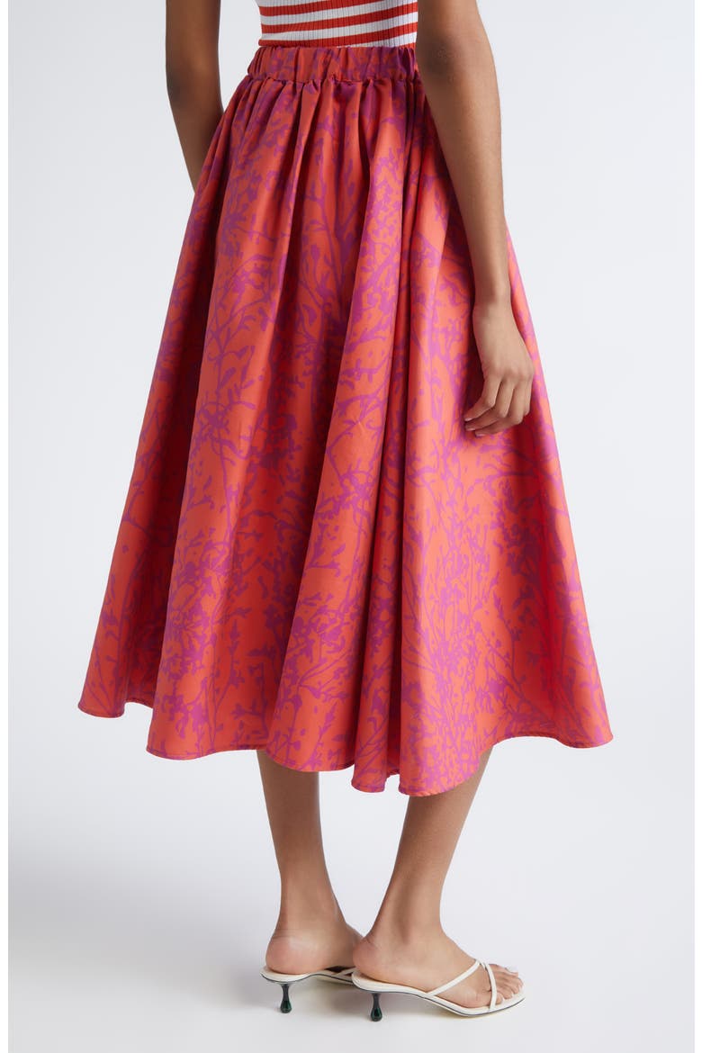 Berlina Jacquard Cotton & Silk Midi Skirt, Alternate, color, CORAL