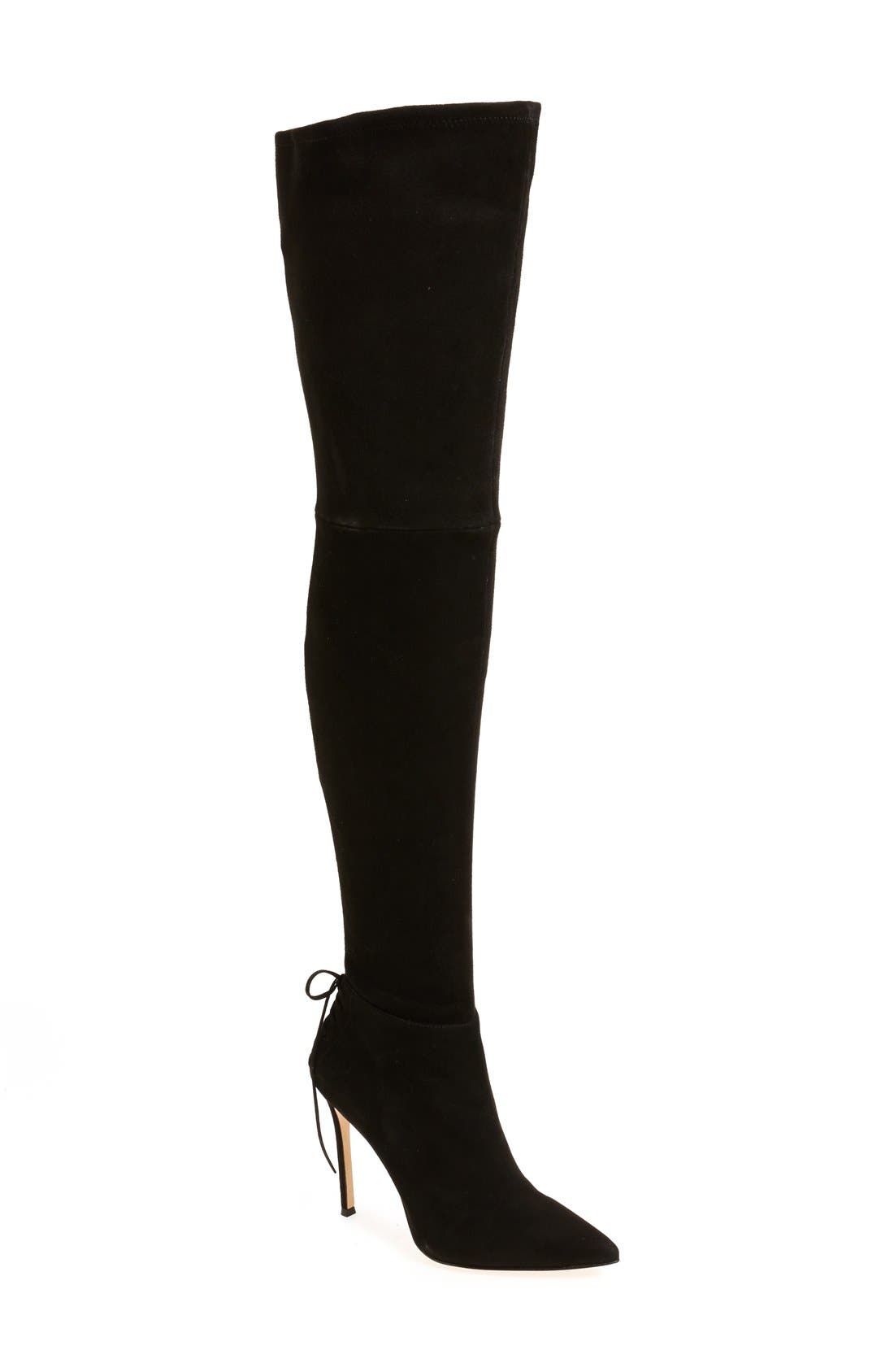 'Caterina' Over the Knee Boot, Main, color, BLACK SUEDE