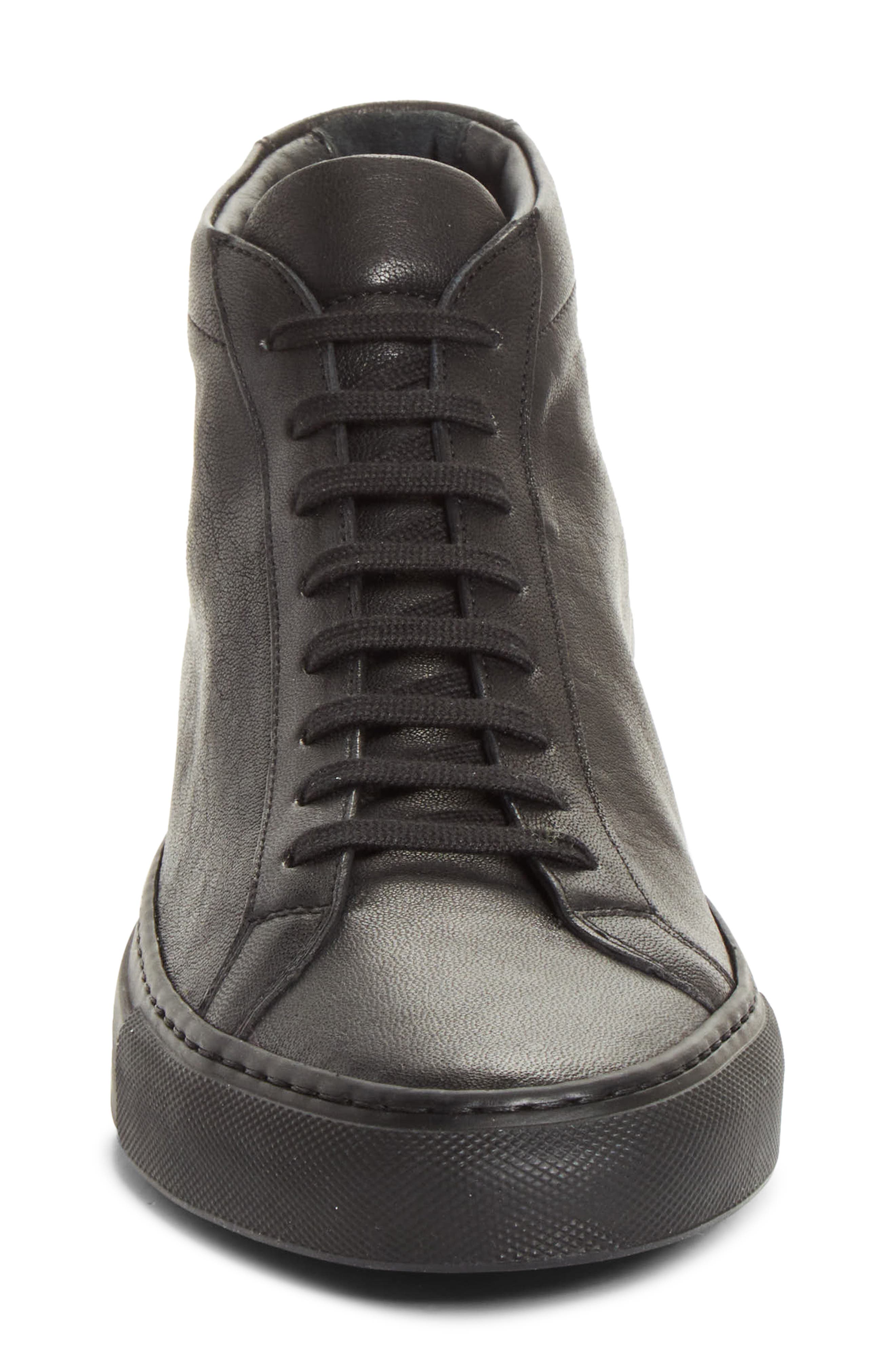 Achilles Mid Premium Leather Sneaker, Alternate, color, BLACK
