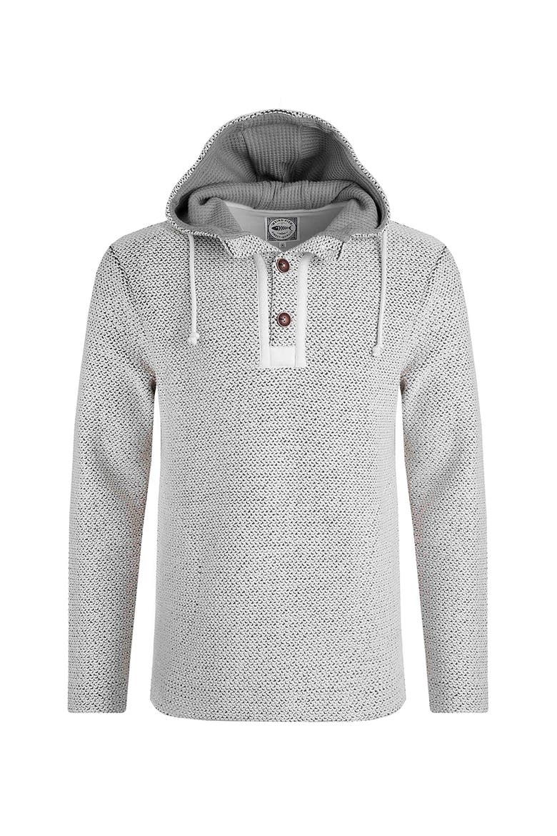 Bakersfield Button Neck Hooded Fleece, Alternate, color, Ecru