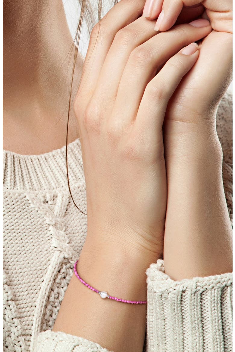 Cultured Freshwater Pearl & Ruby Beaded Bracelet, Alternate, color, PINK