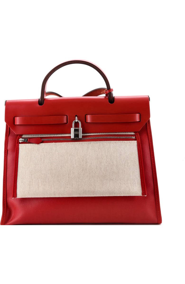 Pre-Owned Hermes Herbag Zip Berline Vache Canvas and Leather 31, Alternate, color, Rouge Piment